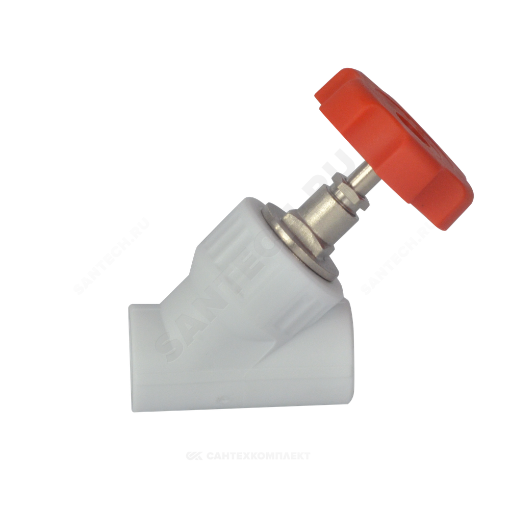Клапан (вентиль) PP-R запорный белый Дн 32х45гр внутренняя пайка VALFEX 10174032