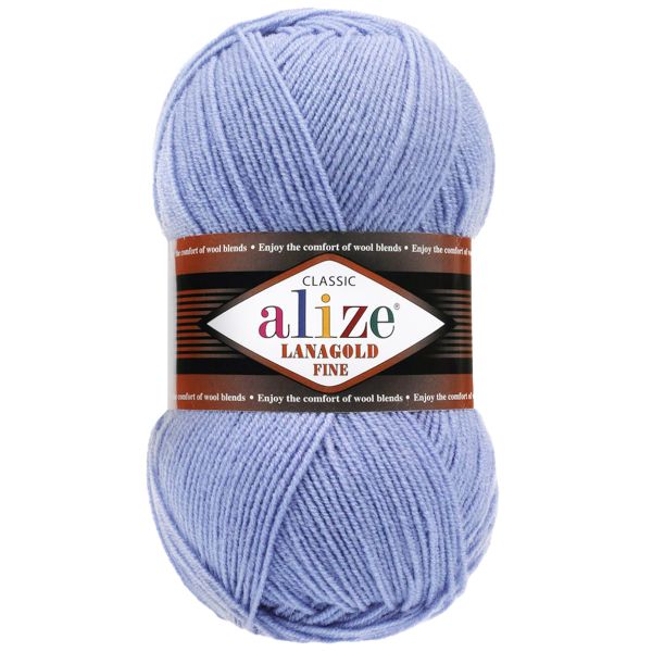 Пряжа Alize (Ализе) Lana Gold Fine / уп.5 мот. по 100 г, 390м, 040 голубой A