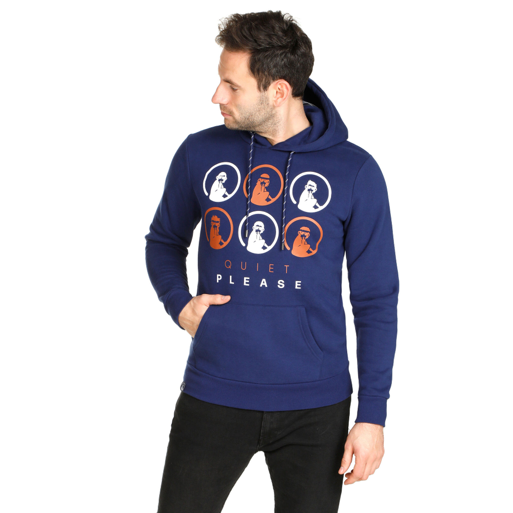 Мужская кофта теннисная Quiet Please Retro Monkey Hoody Men - Dark Blue, Multicoloured
