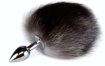 Серебристая анальная пробка с хвостом Зайка (Цвет: серебристый)