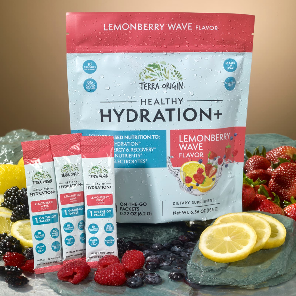 Terra Origin, Healthy Hydration+, Lemonberry Wave, добавка On the Go, 30 пакетиков по 6,2 г (0,22 унции)