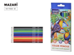 Карандаши 12цв. "Wildlife" пластиковые, шестигр.корпус,d грифеля=2,6мм, коробка с европодвесом (Maza