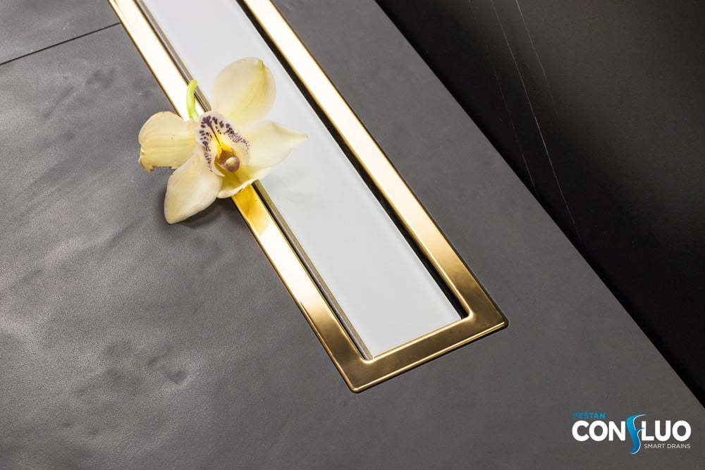 Душевой лоток Pestan Confluo Premium Line 750 White Glass Gold
