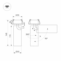 Светильник SP-GABI-BUILT-FLAP-R60-12W Warm3000 (BK, 60 deg, 230V) (Arlight, IP40 Металл, 5 лет) 052359