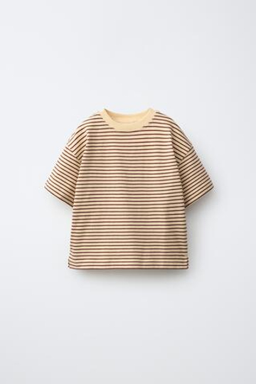 ZARA ФУТБОЛКА В ПОЛОСКУ, ТЕМНО-ЖЕЛТЫЙ