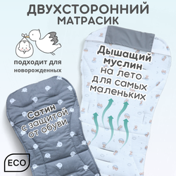 Матрас в коляску двухсторонний детский из муслина