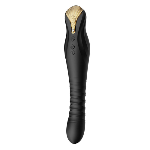 Чёрный вибратор 30,2см с поступательными движениями Zalo King Vibrating Thruster Obsidian Black