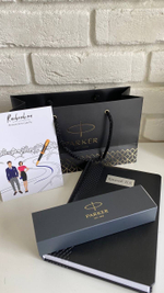 Подарочный набор с гравировкой: Ежедневник и Шариковая ручка Parker Jotter Essential, Satin Black