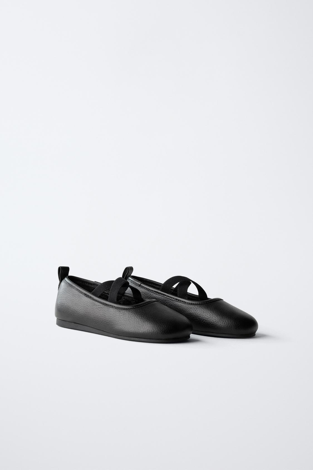 ZARA КОЖАНЫЕ БАЛЕТКИ, ЧЕРНЫЙ