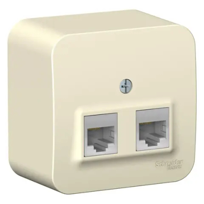 BLANCA О/У РОЗЕТКА двойная компьютерная RJ45, кат.5E, ИЗОЛ.ПЛ., МОЛОЧНЫЙ