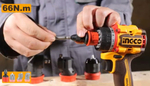 Аккумуляторный бесщёточный шуруповерт INGCO CDLI206686 INDUSTRIAL 20 В 66 Нм с набором сменных насадок