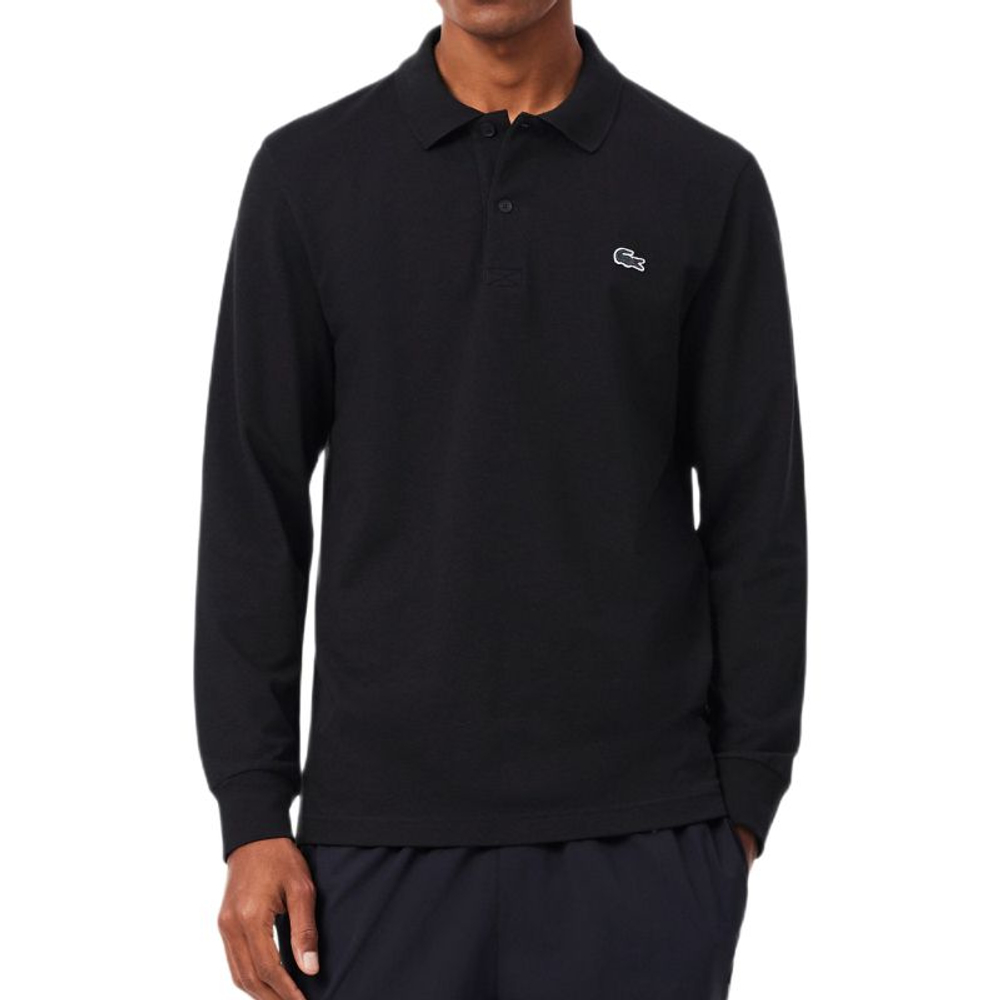 Мужское теннисное поло Lacoste Regular Fit Long Sleeved Cotton - black