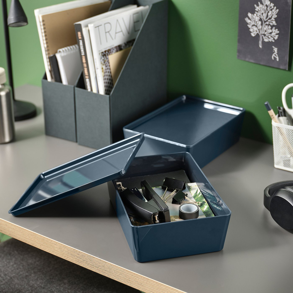 IKEA KUGGIS  (ИКЕА КУГГИС)  -  Контейнер - чёрно-синий 18x26x8 см