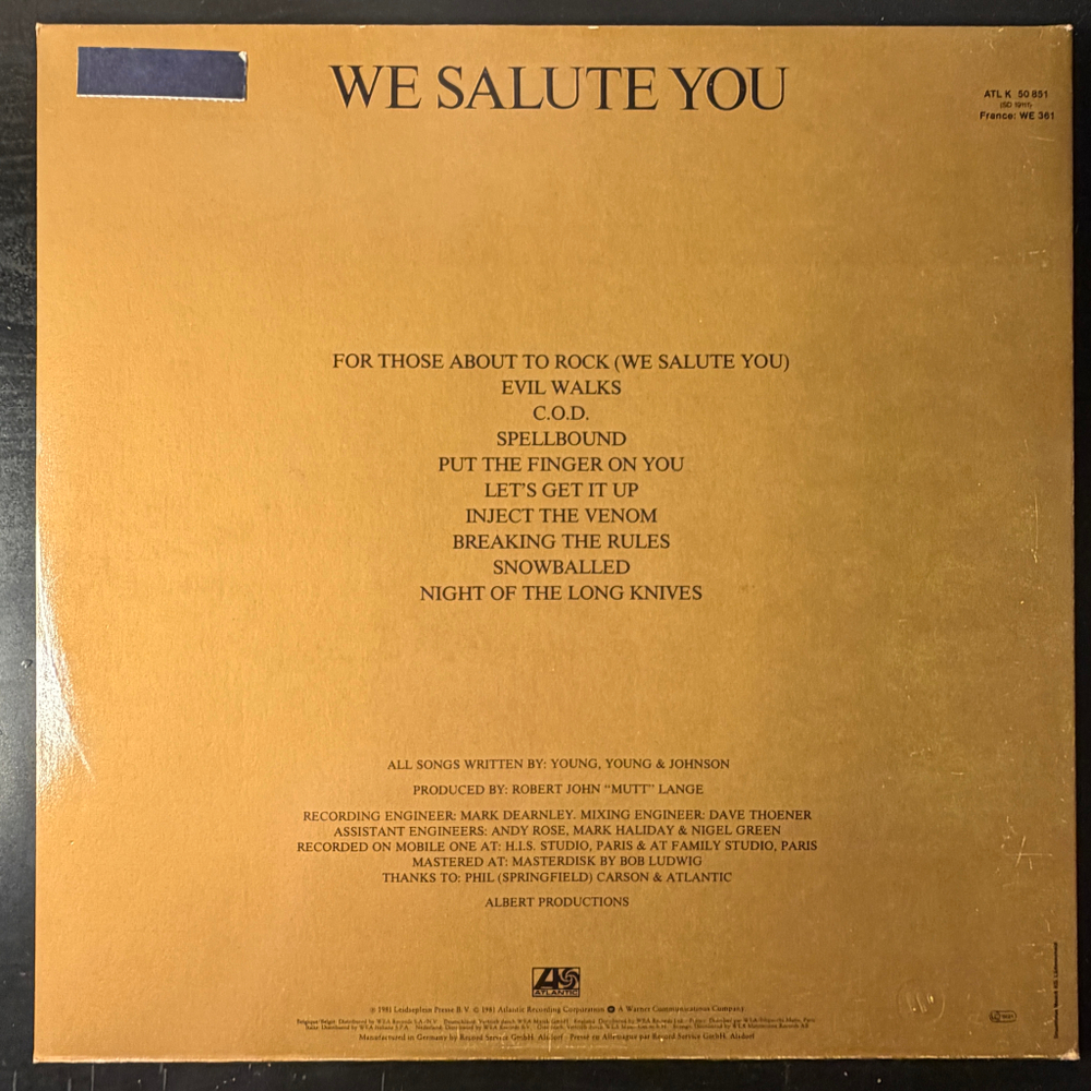 AC/DC - For Those About To Rock We Salute You (Германия 1981г.)