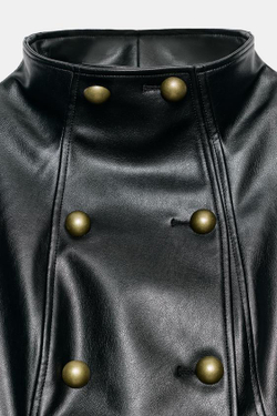 ZARA КУРТКА ИЗ ИСКУССТВЕННОЙ КОЖИ С ПУГОВИЦАМИ, ЧЕРНЫЙ