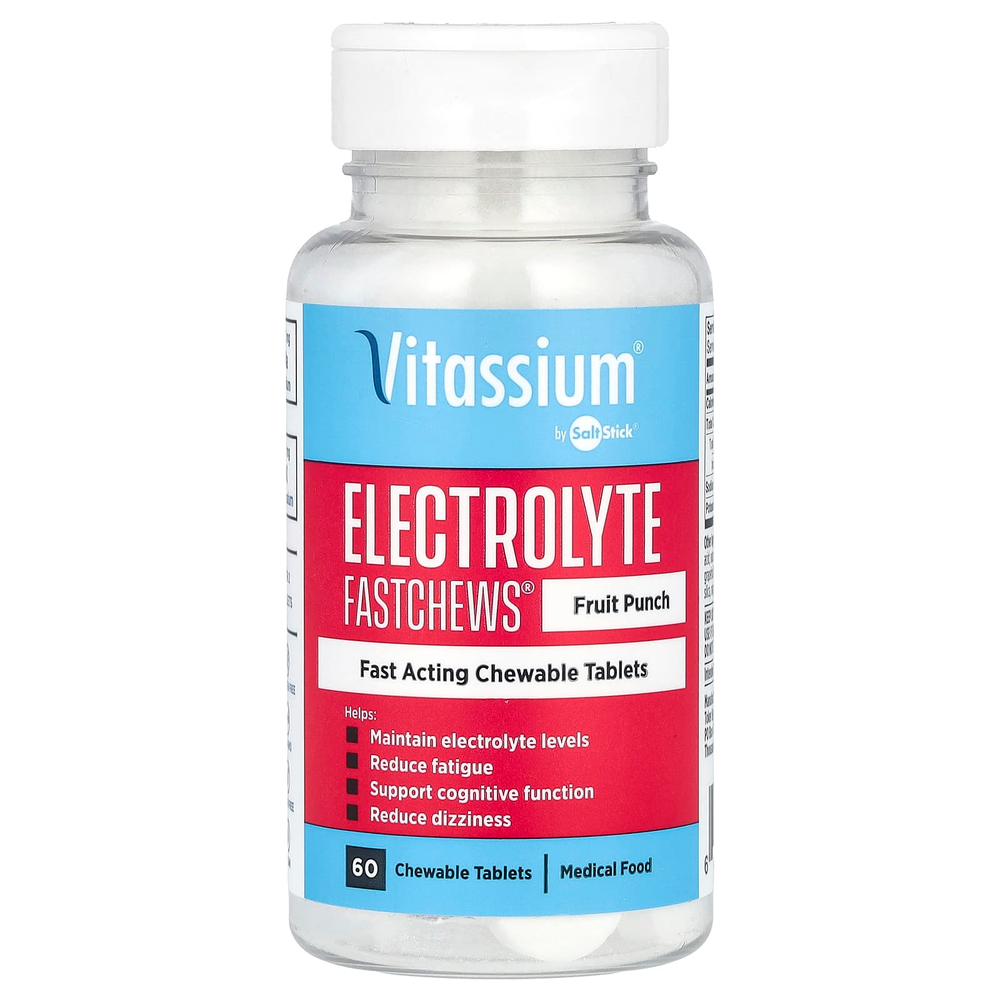 Vitassium, Electrolyte FastChews®, фруктовый пунш, 60 жевательных таблеток