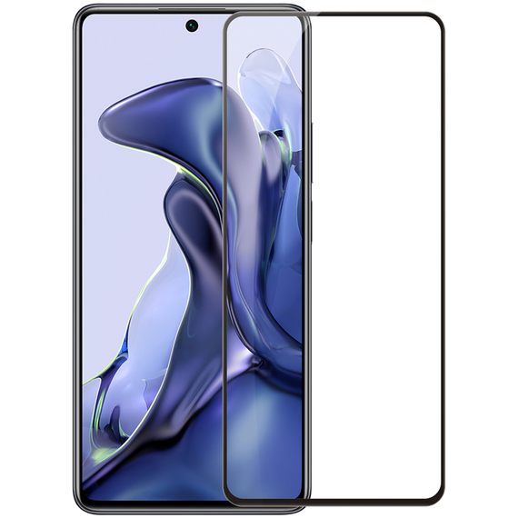Защитное закаленное стекло на Xiaomi 11T и 11T Pro с черной рамкой, 2,5D Full Glue