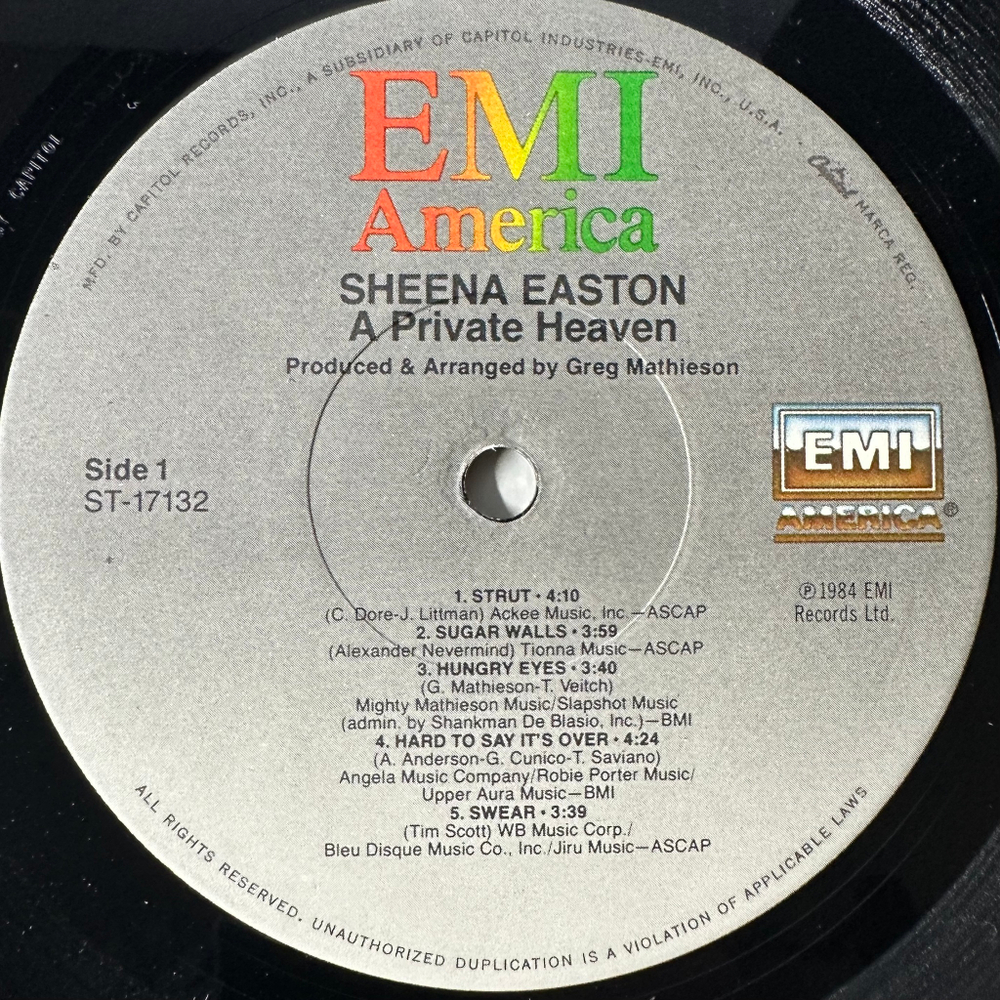 Sheena Easton ‎– A Private Heaven (США 1984г.)