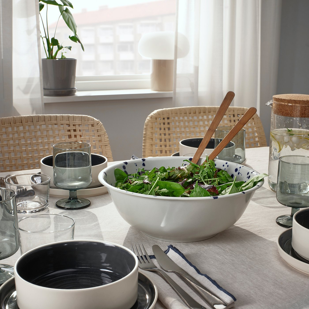 IKEA SILVERSIDA  (ИКЕА СИЛВЕРСИДА)  -  Салатник - с рисунком/синий 28 см
