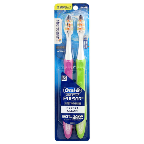 Oral-B, Vibrating Pulсар™, зубная щетка на батарейках, средний размер, 2 шт.
