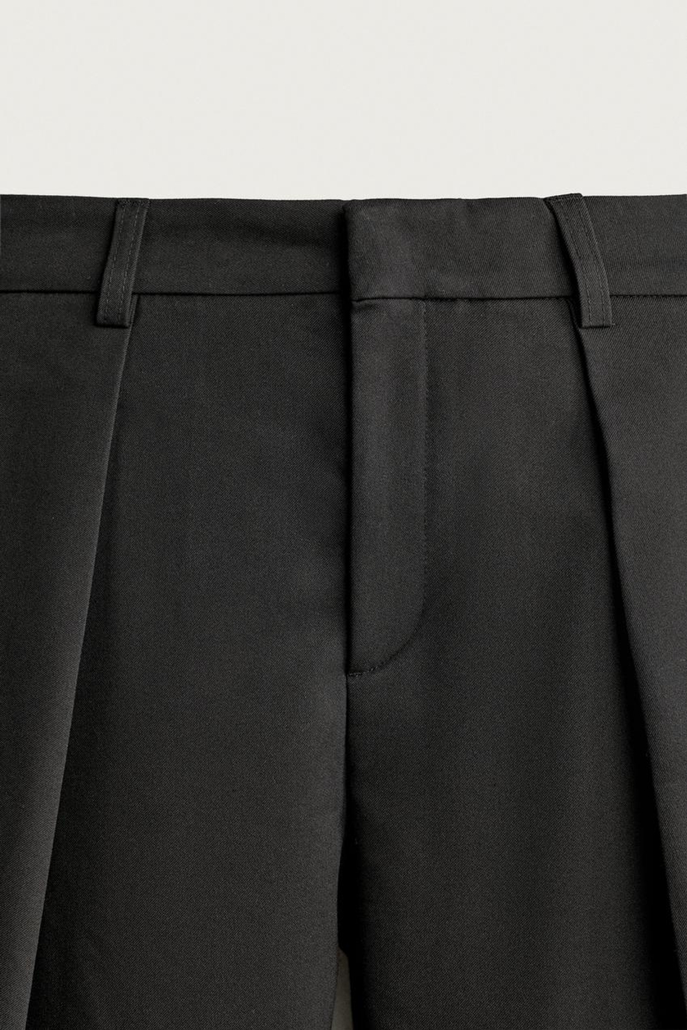ZARA БРЮКИ RELAXED FIT СО СКЛАДКАМИ, ЧЕРНЫЙ