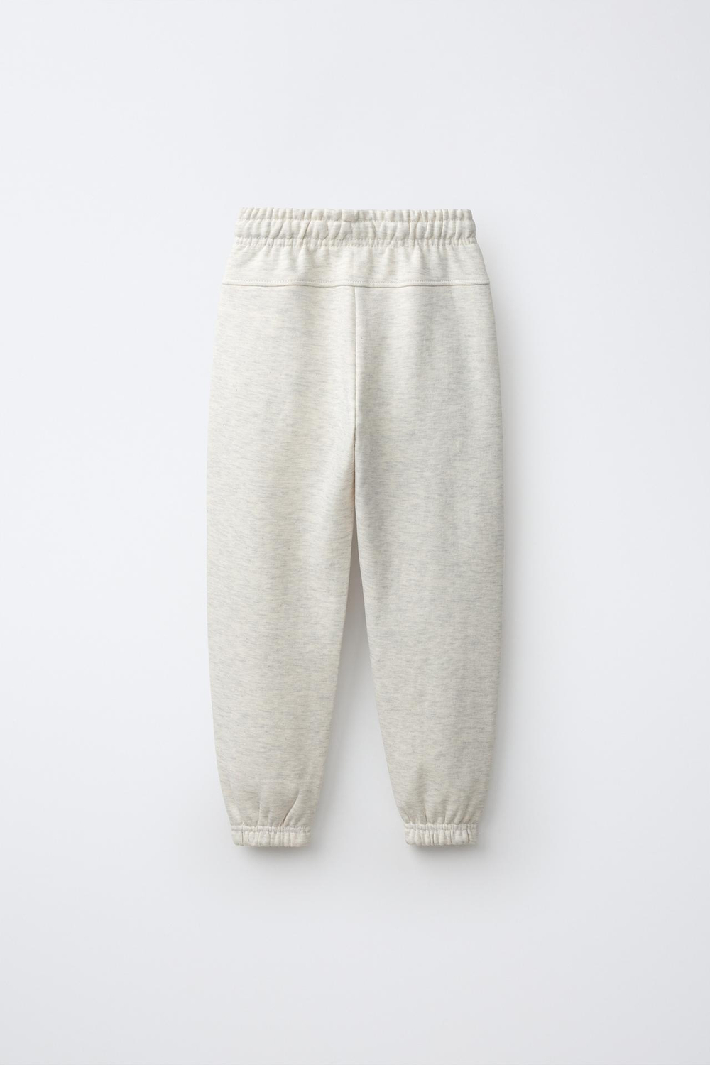 ZARA ОДНОТОННЫЕ БРЮКИ-ДЖОГГЕРЫ С НАШИВКОЙ, ЭКРЮ/МЕЛАНЖ