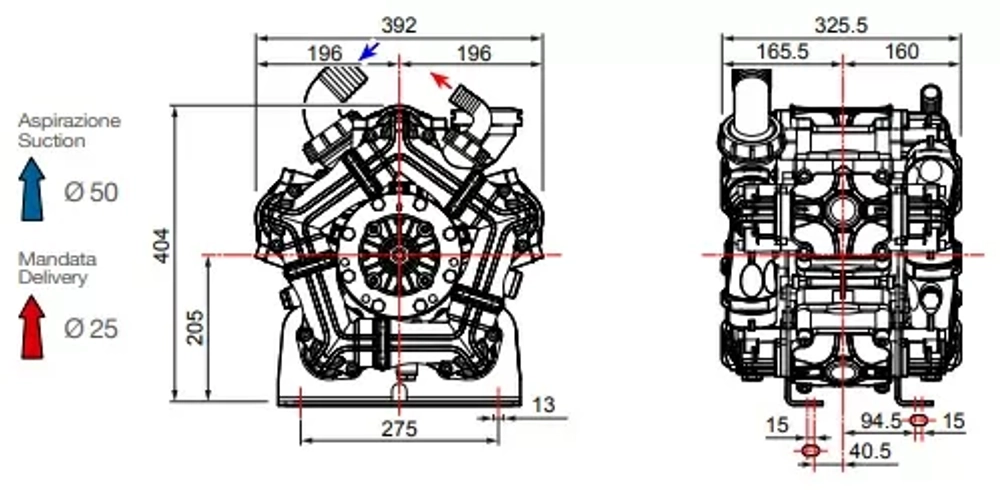 Насос мембранный Comet серия BPS260, (249 л/мин; 20 бар); вал ВОМ 1"3/8