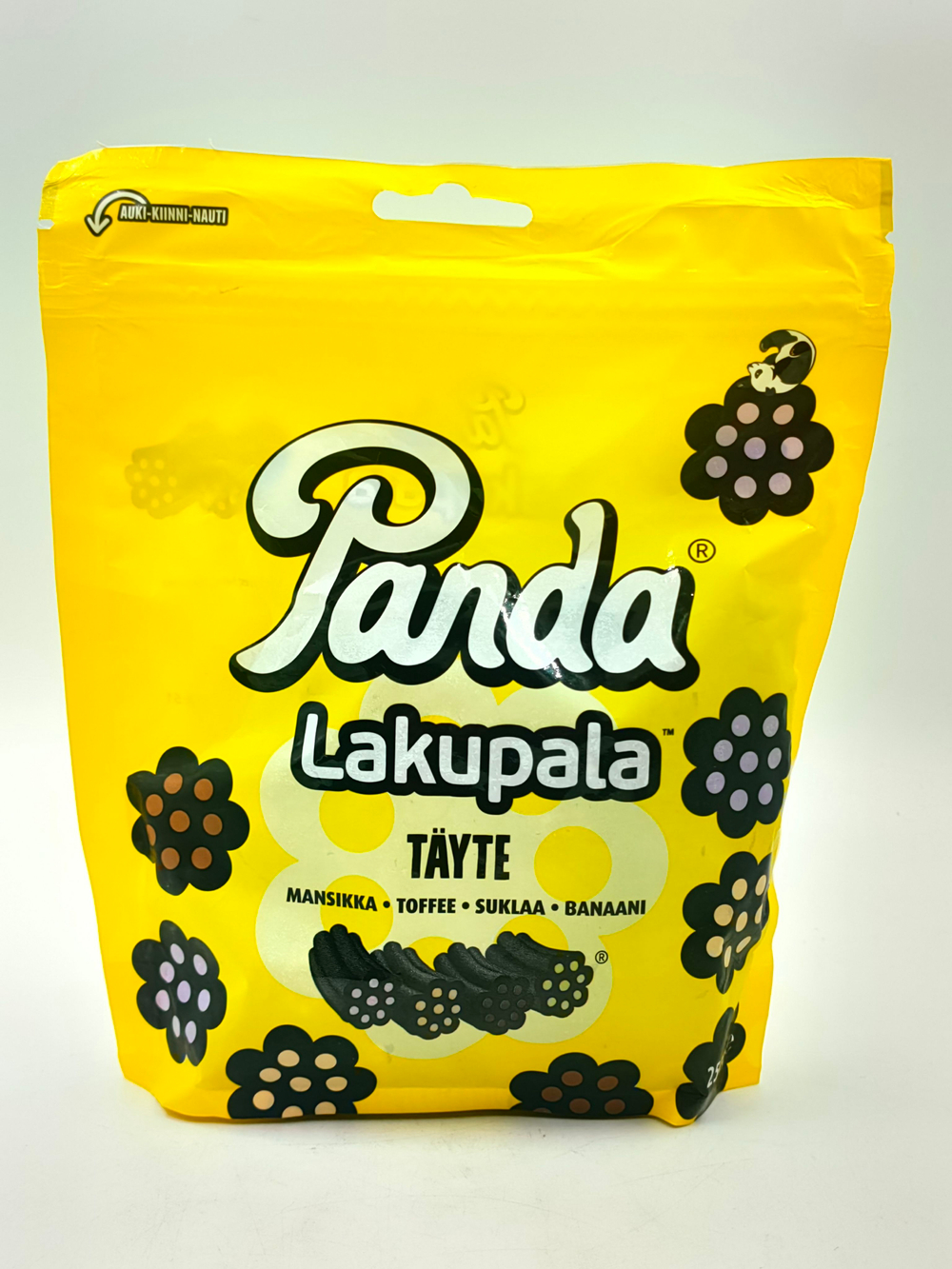 Жевательный мармелад Panda Lakupala Tayte лакрица с начинками (клубника, банан, тоффи, шоколад) 250 г (Из Финляндии)