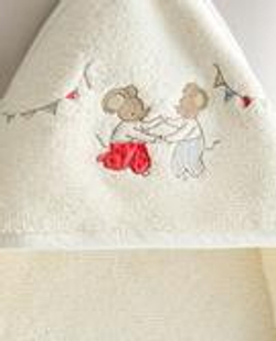 ZARA HOME ДЕТСКОЕ ПОЛОТЕНЦЕ С КАПЮШОНОМ И МЫШАТАМИ, СВЕТЛО-БЕЖЕВЫЙ