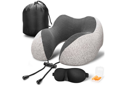 Подушка для путешествий RoadLike Travel Kit с эффектом памяти, серая