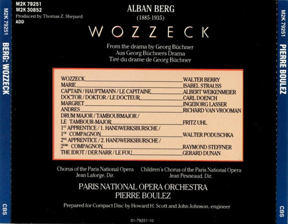 Pierre Boulez, Orchestre & Choir De L'Opera, Paris, Walter Berry, Isabel Strauss / Alban Berg: Wozzeck (2CD)