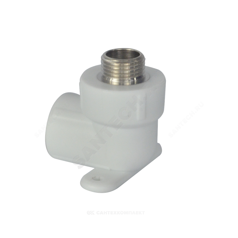 Угольник PP-R комбинированный белый Дн 20х1/2" НР с креплением PRO VALFEX 10121020-PRO