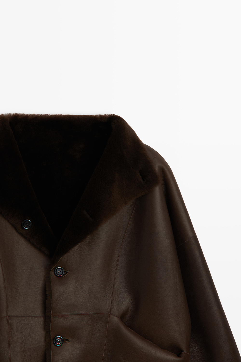 Massimo Dutti Двустороняя куртка-дубленка, коричневый