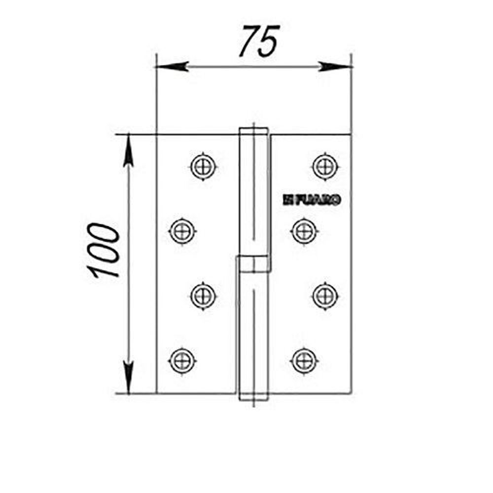 Петля дверная универсальная FUARO 4BB 100x75x2,5 SN мат.никель /18849/ (1 шт)