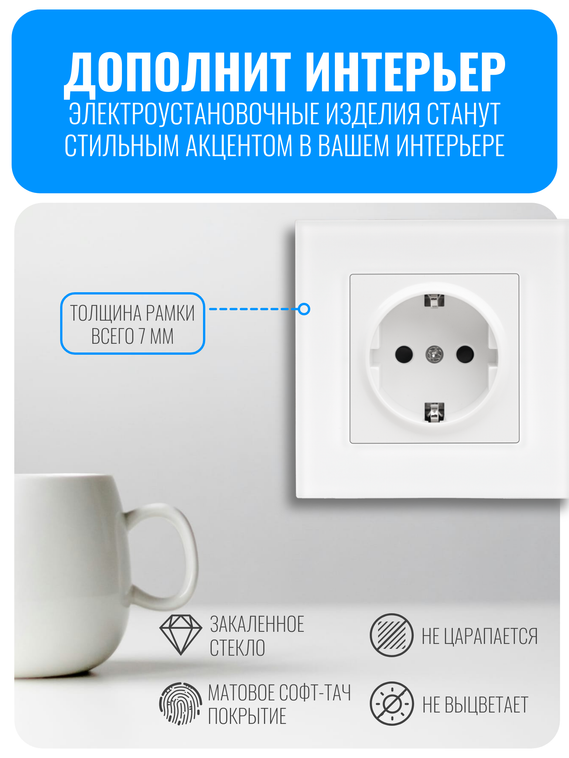Рамка электроустановочная стеклянная матовая Smart Aura серия ELIT