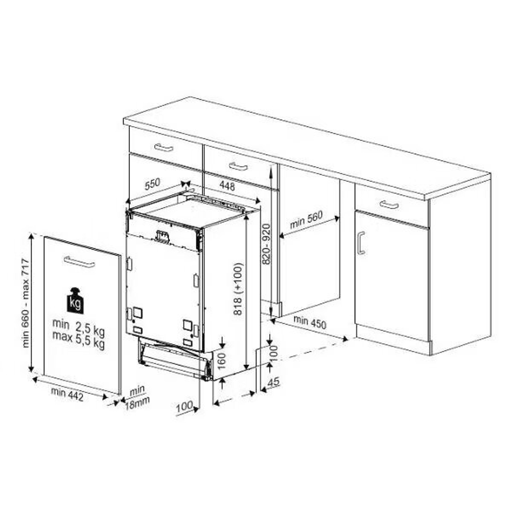 Встраиваемая посудомоечная машина Hotpoint HIS 1B69 WS