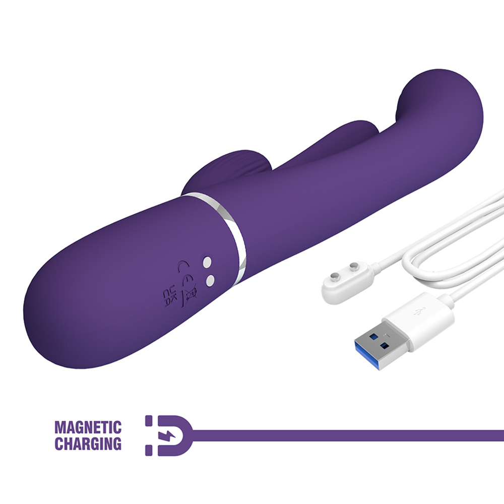 Сиреневый вибратор-кролик 22,2см с дополнительным язычком Pretty Love Triple Rabbit Multifuncional Vibrador BW-500041-2