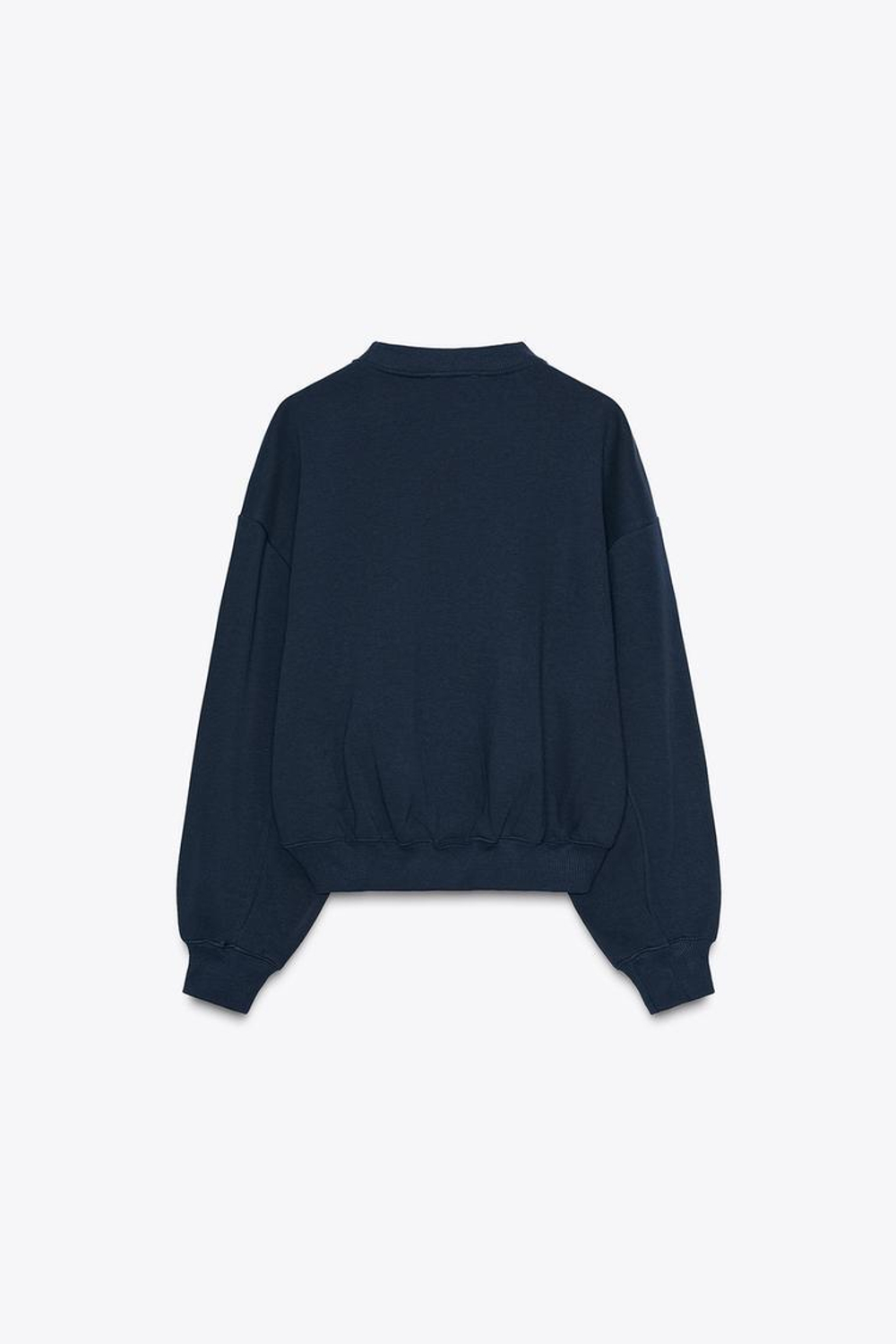 ZARA БАЗОВАЯ ТОЛСТОВКА ИЗ МЯГКОЙ ТКАНИ, МОРСКОЙ СИНИЙ