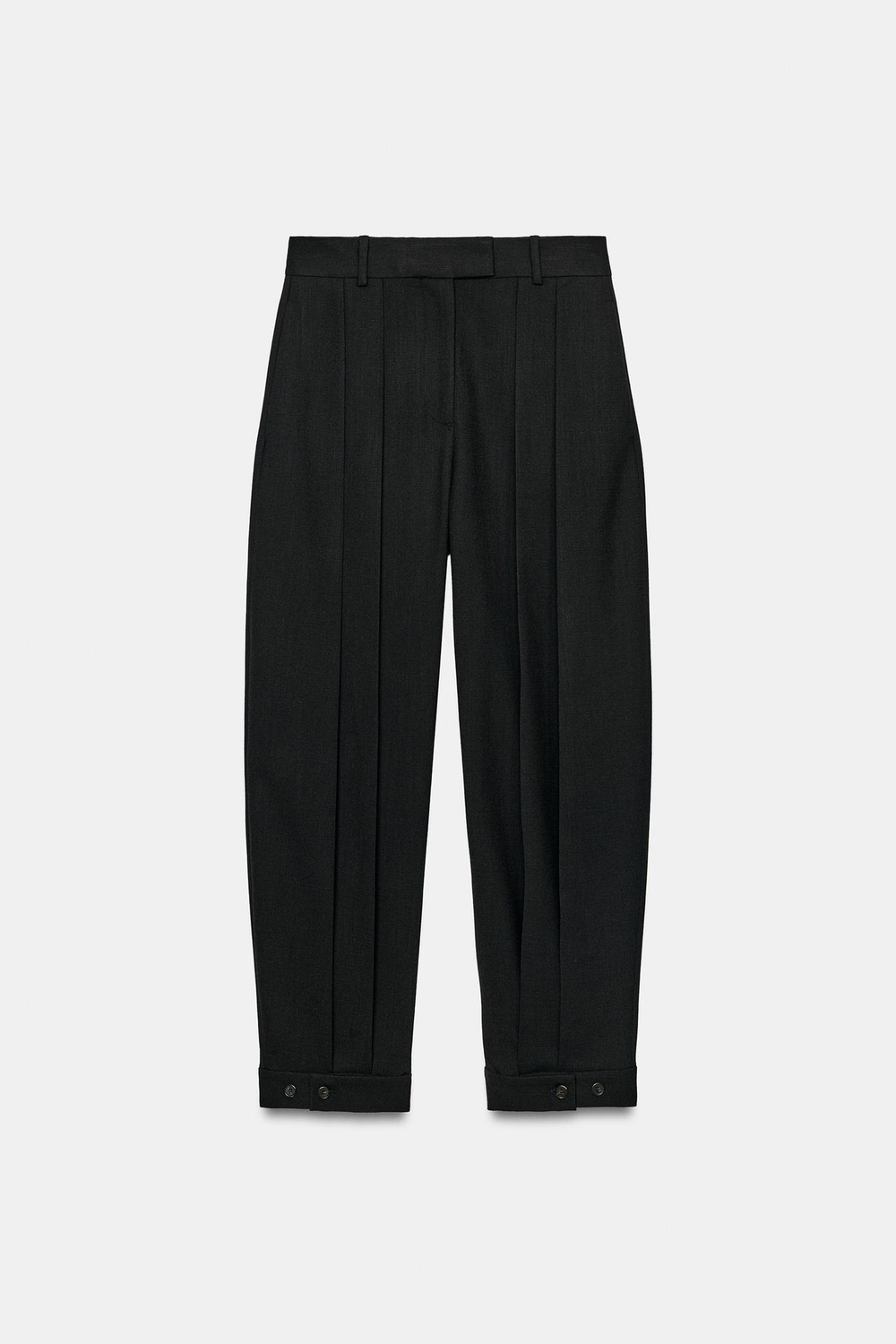ZARA БРЮКИ С ЗАЩИПАМИ И ШЛЕВКАМИ — ZW COLLECTION, ЧЕРНЫЙ