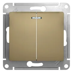 Выключатель двухклавишный с подсветкой Systeme Electric Glossa Титан GSL000453