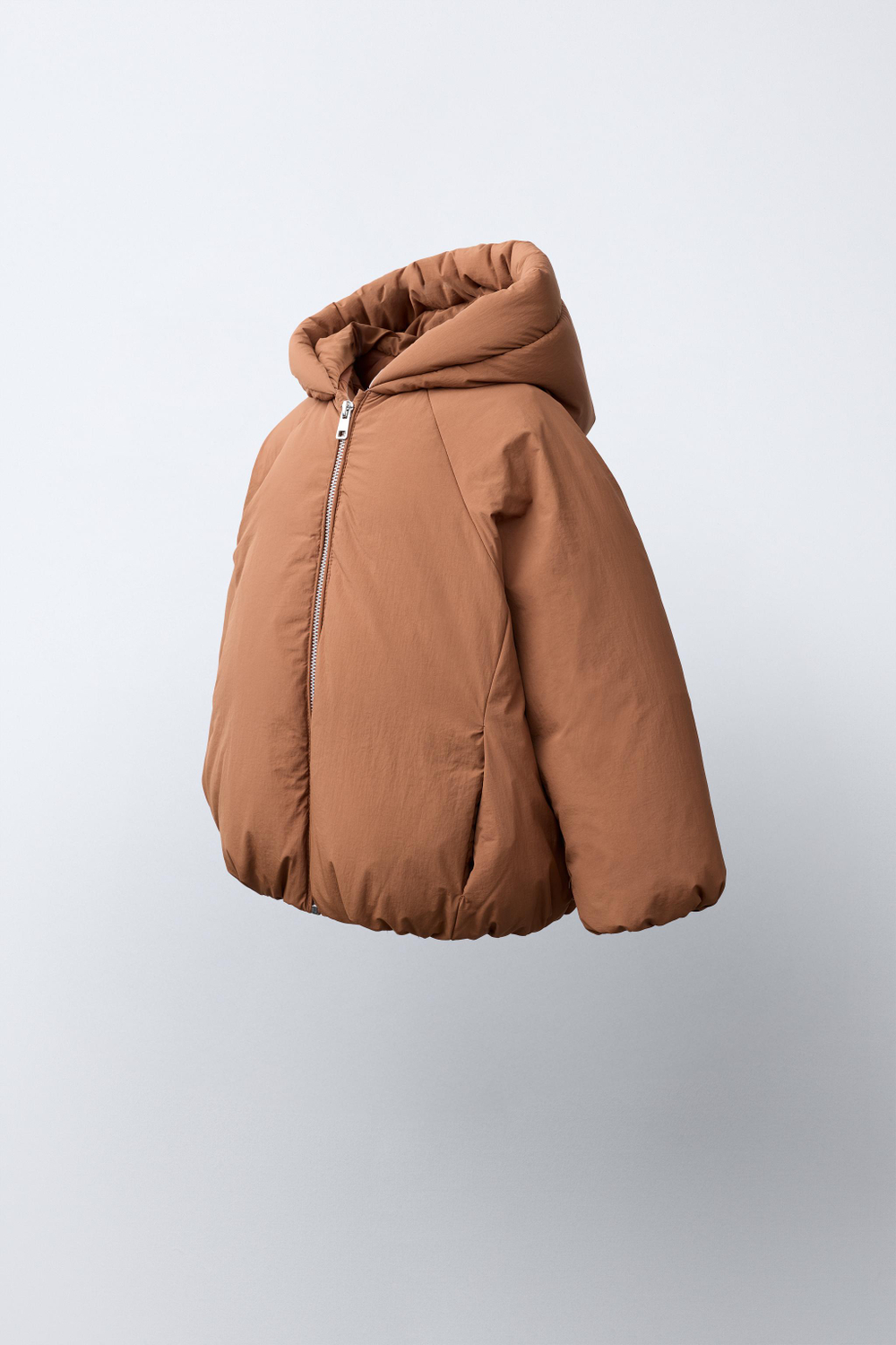 ZARA ПУХОВИК С НАПОЛНИТЕЛЕМ ИЗ ПЕРА И ПУХА WATER REPELLENT, КАРАМЕЛЬНЫЙ
