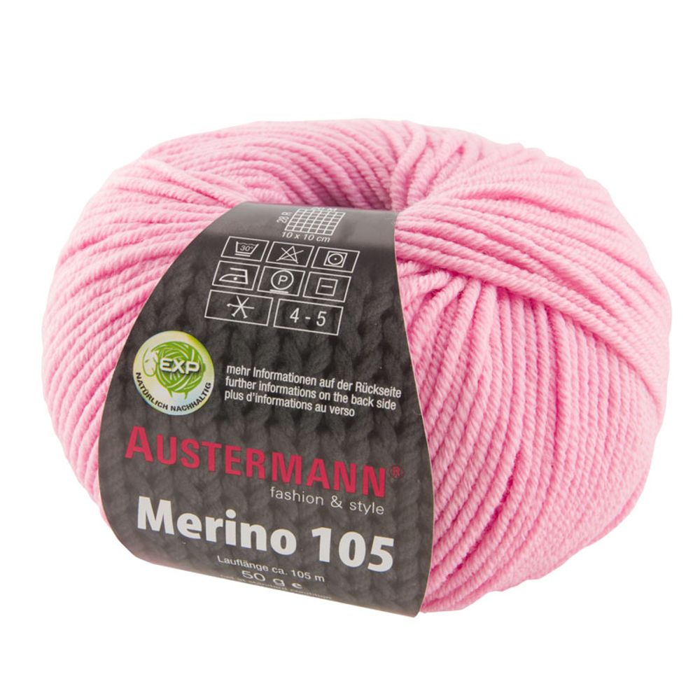 Пряжа Austermann (Аустерманн) Merino 105 EXP / уп.10 мот. по 50 г, 105м, розовый
