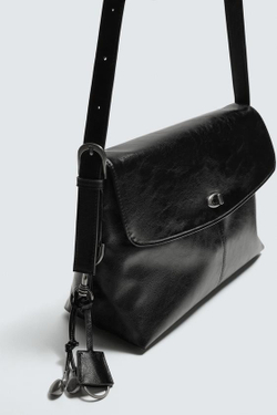 ZARA СУМКА С КЛАПАНОМ, ЧЕРНЫЙ