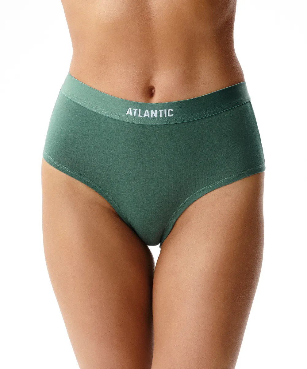 Трусы женские спорт Atlantic, набор из 3 шт., хлопок, коричневые + розовые + зеленые, 3CLP-012