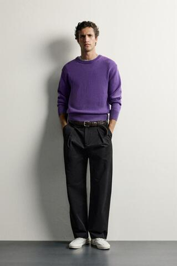 ZARA БРЮКИ ЧИНОС REGULAR FIT СО СКЛАДКАМИ, ЧЕРНЫЙ