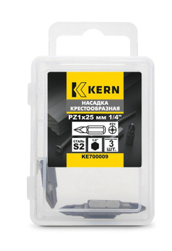 Насадка крестообразная PZ1х25мм 1/4" S2 в боксе KERN (упак/3шт)