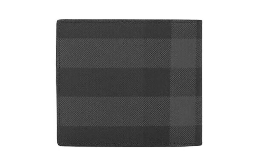 Burberry Leather Wallet Men"s Charcoal Gray