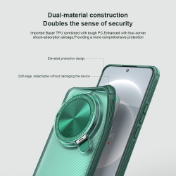 Чехол прозрачный зеленого цвета (Transparent Green) от Nillkin с металлической откидной крышкой для камеры на Xiaomi 14 Ultra, серия CamShield Prop Case