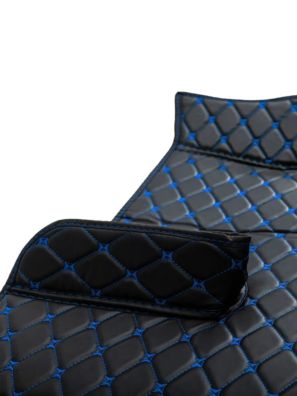 Ковры 3D FAW J7 (экокожа, черный, синяя строчка)