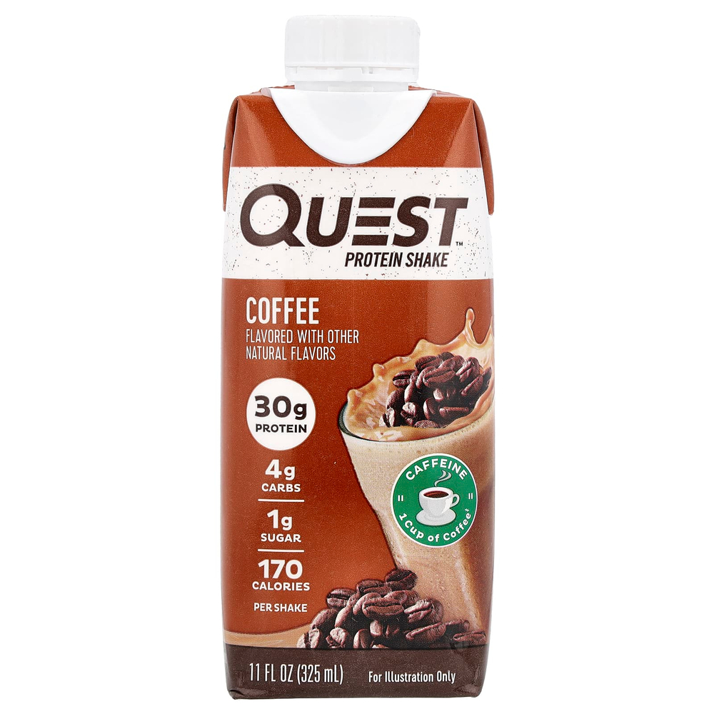 Quest Nutrition, Протеиновый коктейль, кофе, 4 коктейля, 325 мл (11 жидк. унц.)